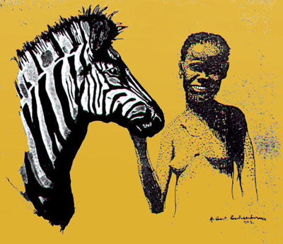 Bild Kleines Zebra mit Mädchen von Uli Aschenborn